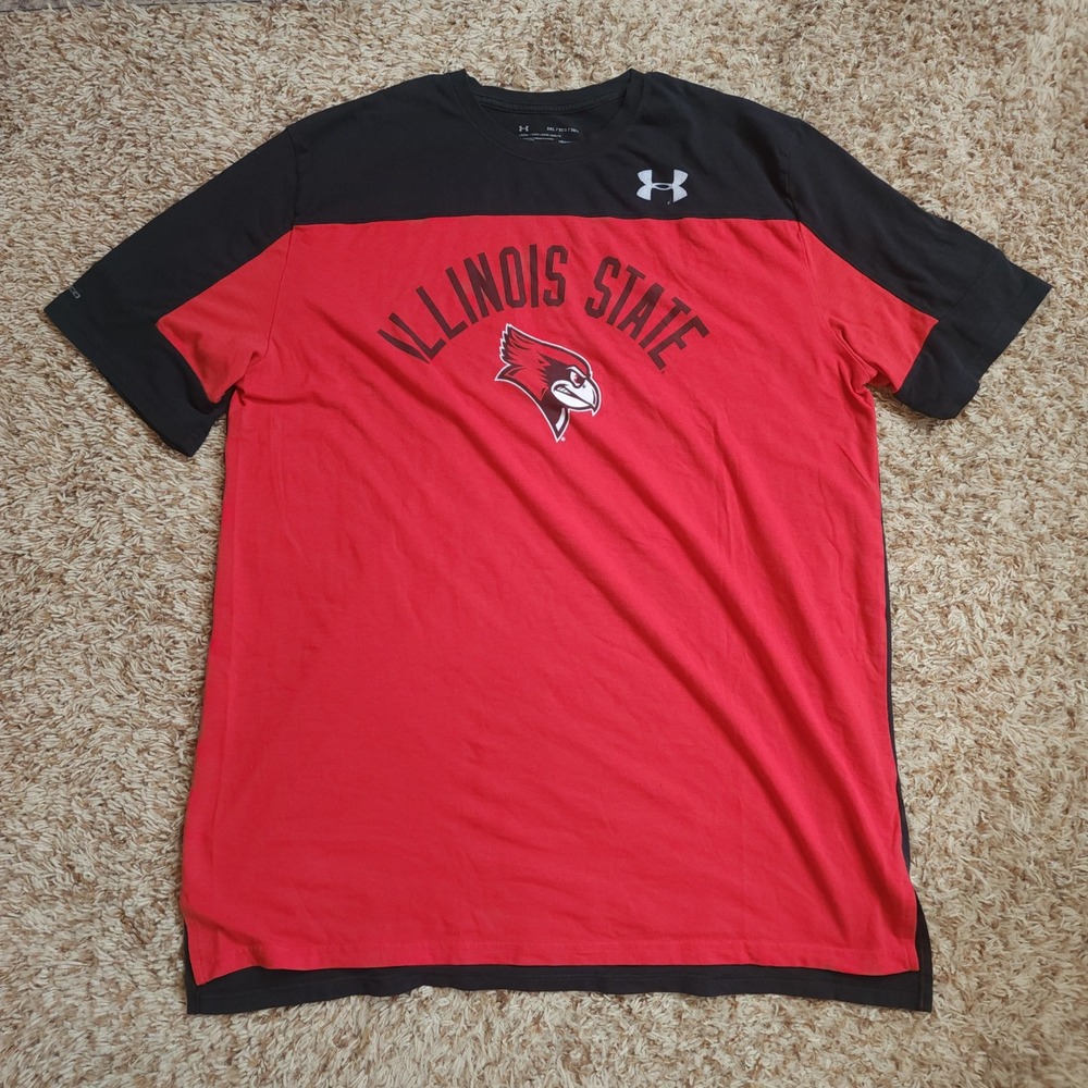 Under Armour T-Shirt Men 2XL Red Black Illinois State Redbirds HeatGear Loose
